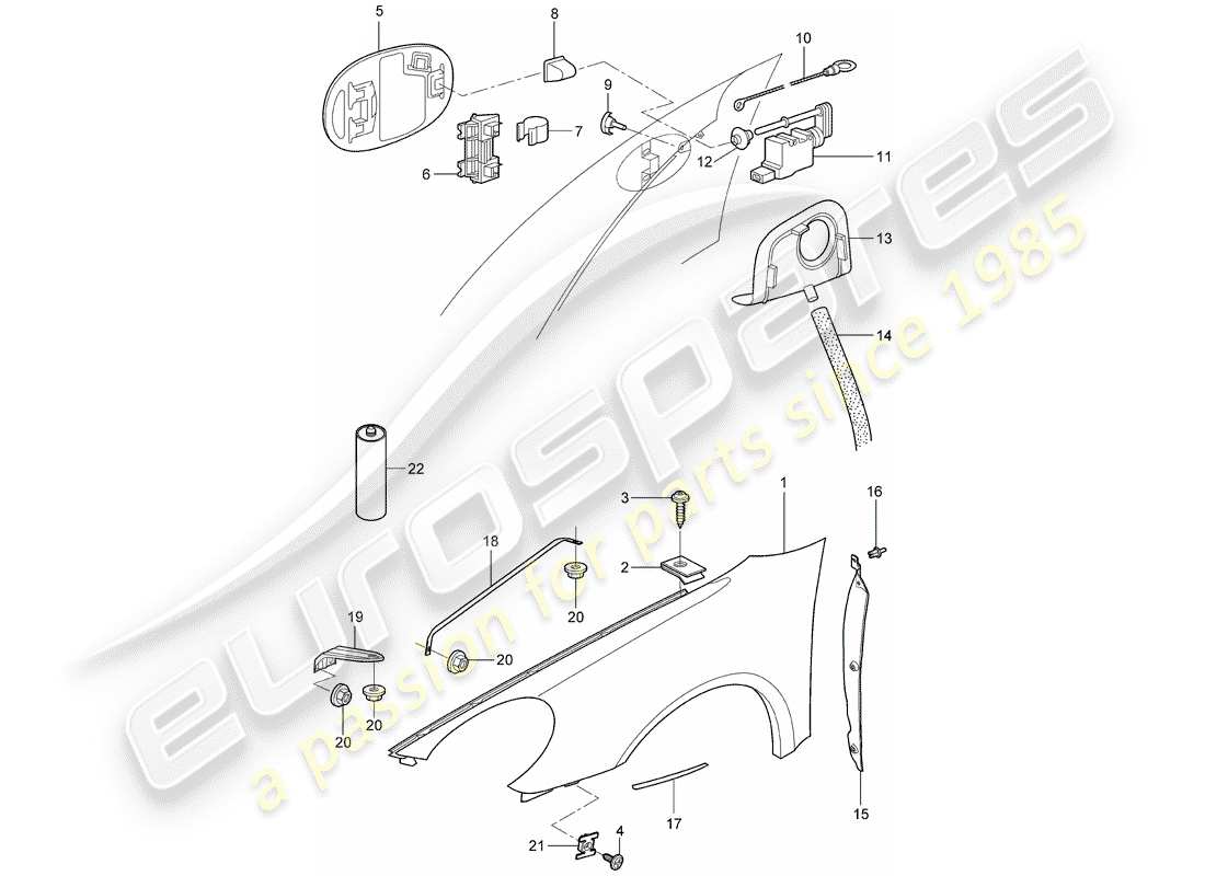 Porsche Boxster 987 (2008) DEFENSA Diagrama de piezas
