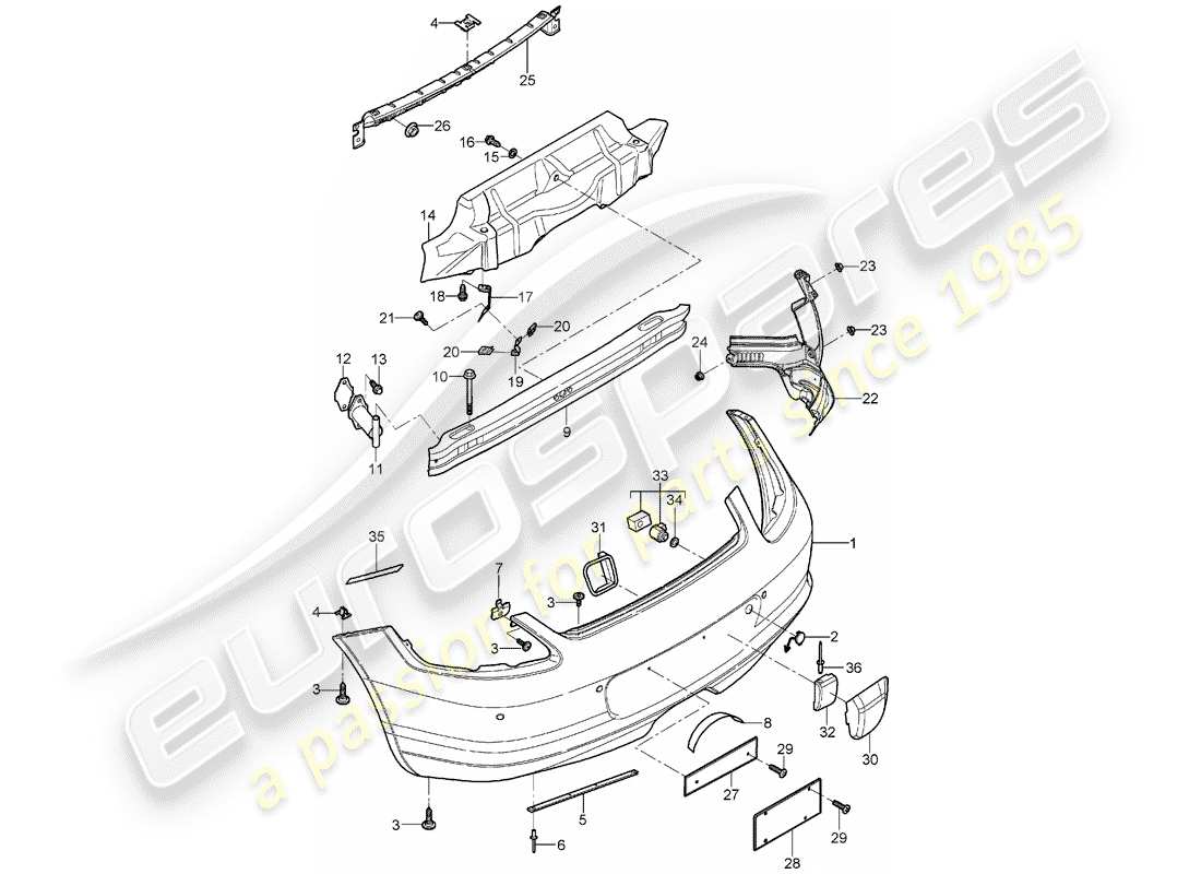 Porsche Boxster 987 (2008) PARACHOQUE Diagrama de piezas