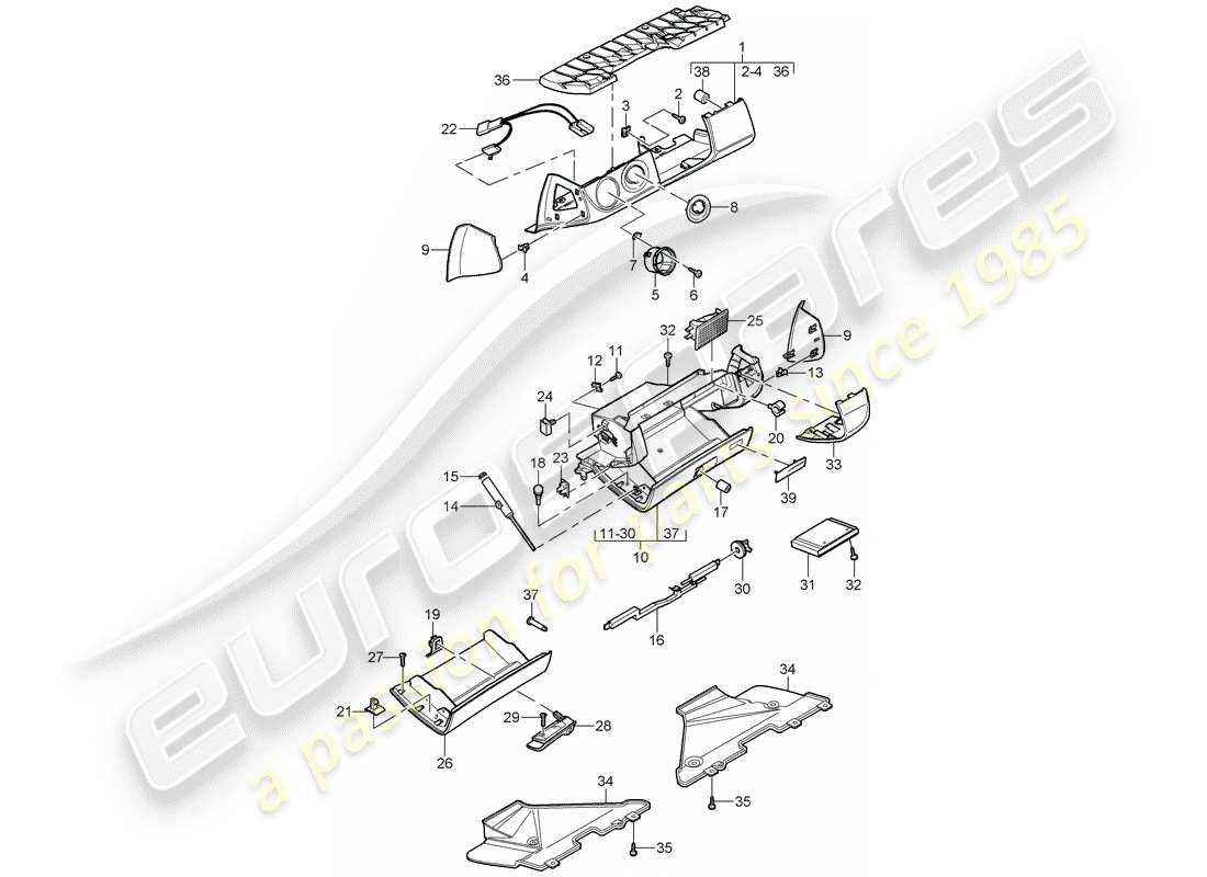 Porsche Boxster 987 (2008) GUANTERA Diagrama de piezas