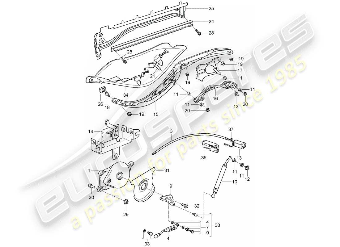 Porsche Boxster 987 (2008) Mecanismo de conducción Diagrama de piezas