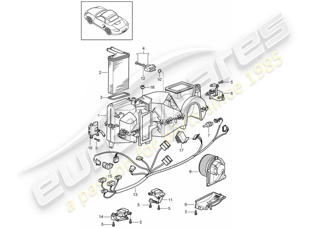 Porsche Boxster 987 (2008) aire acondicionado Diagrama de piezas