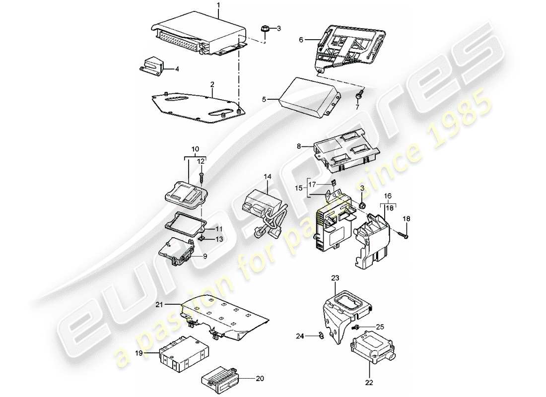 Porsche Boxster 987 (2008) UNIDADES DE CONTROL Diagrama de piezas