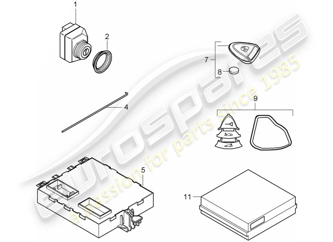 Porsche Boxster 987 (2008) UNIDADES DE CONTROL Diagrama de piezas