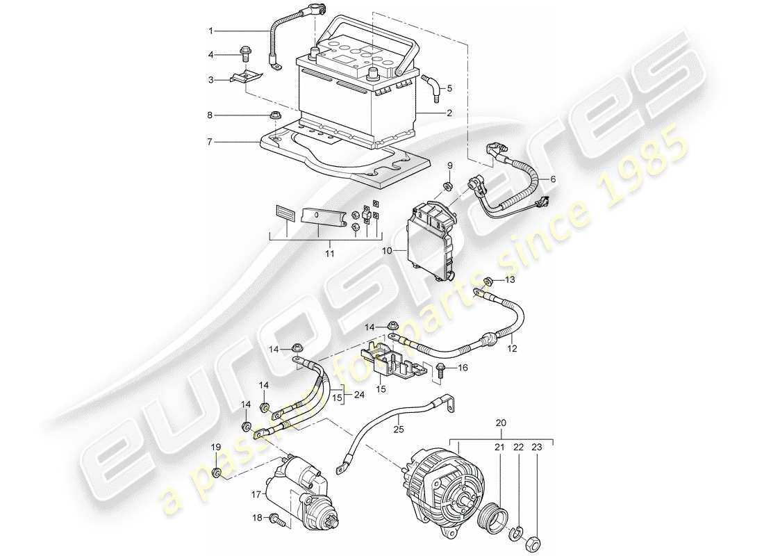 Porsche Boxster 987 (2008) Batería Diagrama de piezas