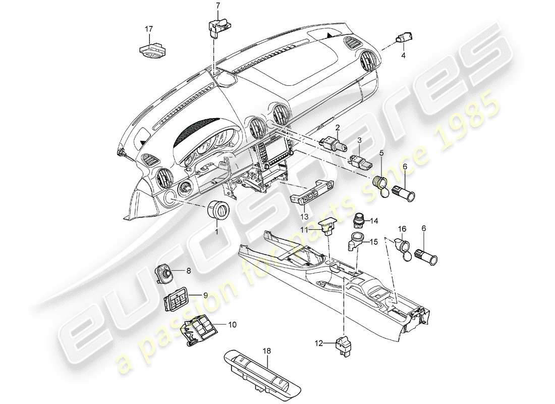 Porsche Boxster 987 (2008) SWITCH Diagrama de piezas