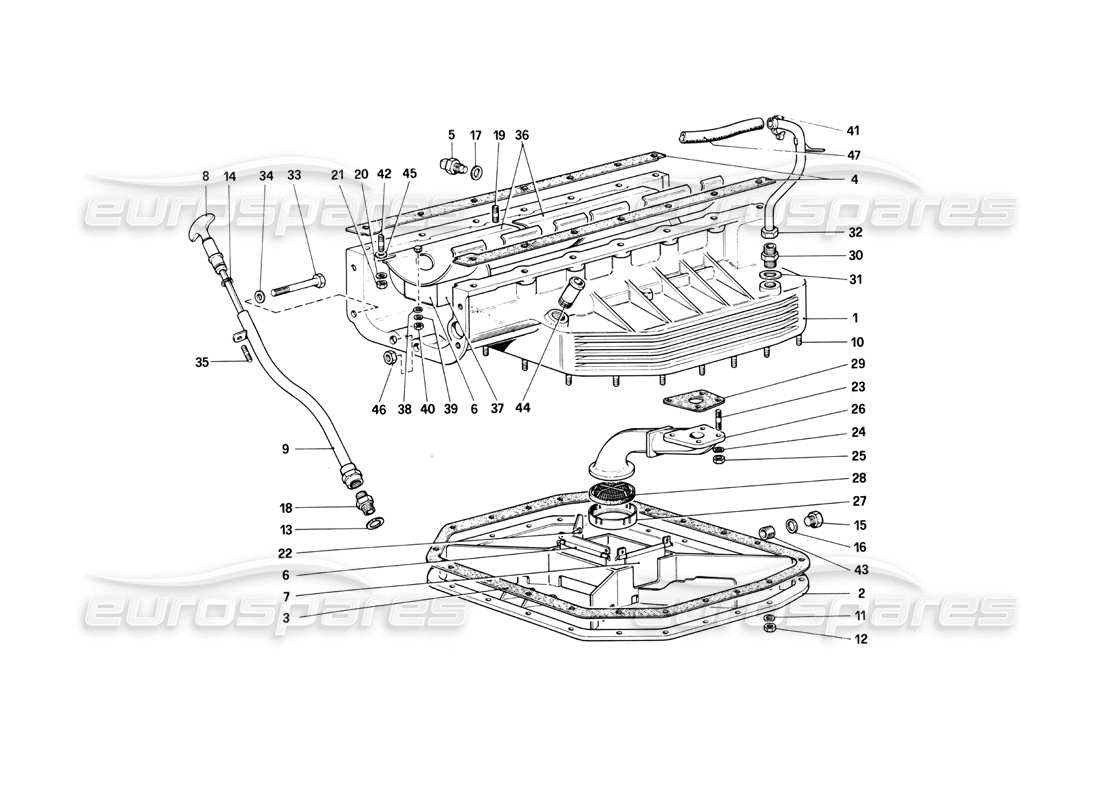 Ferrari 412 (Mecánico) CÁRTER DE ACEITE Diagrama de piezas