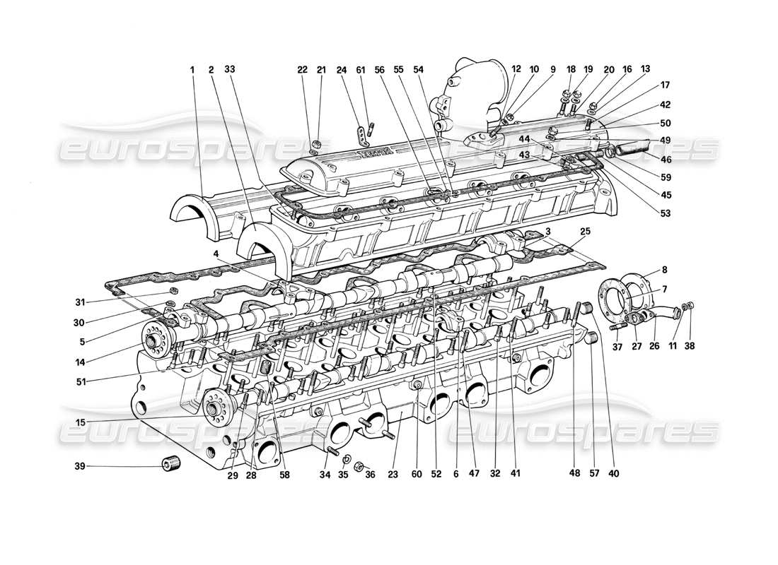 Ferrari 412 Diagrama de piezas de culata (mecánica) (izquierda)