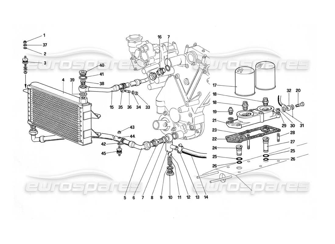 Ferrari 412 (Mecánico) Circuito de lubricación y filtros Diagrama de piezas