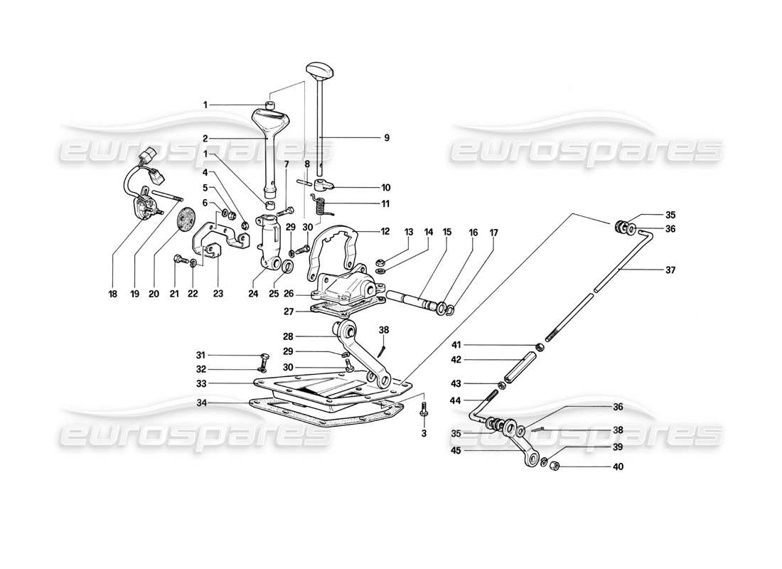 Ferrari 412 Controles externos (mecánicos) de la caja de cambios - 412 A. Diagrama de piezas