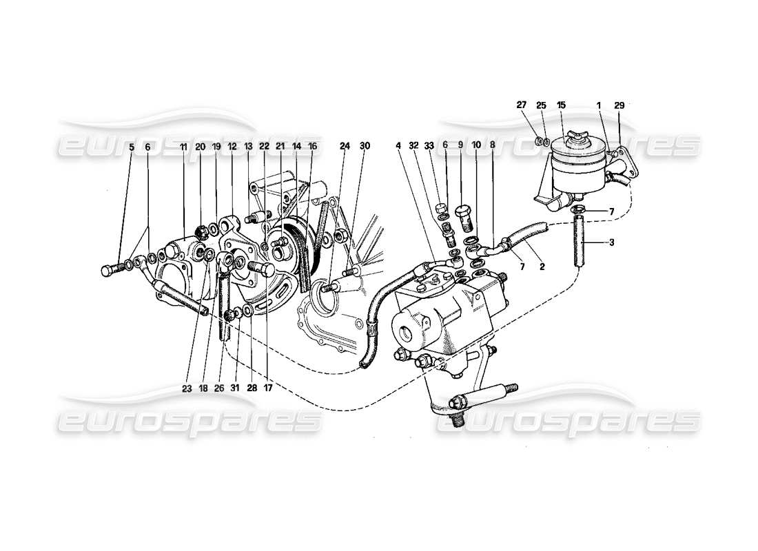 Ferrari 412 (Mecánico) Sistema de dirección hidráulica Diagrama de piezas