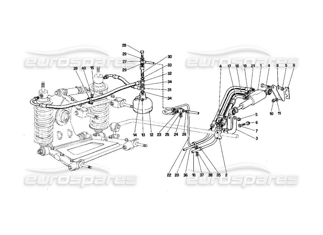 Ferrari 412 (Mecánico) Suspensión trasera: válvula autonivelante y líneas de aceite Diagrama de piezas