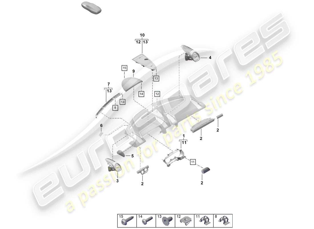 Porsche Boxster Spyder (2019) Accesorios Diagrama de piezas