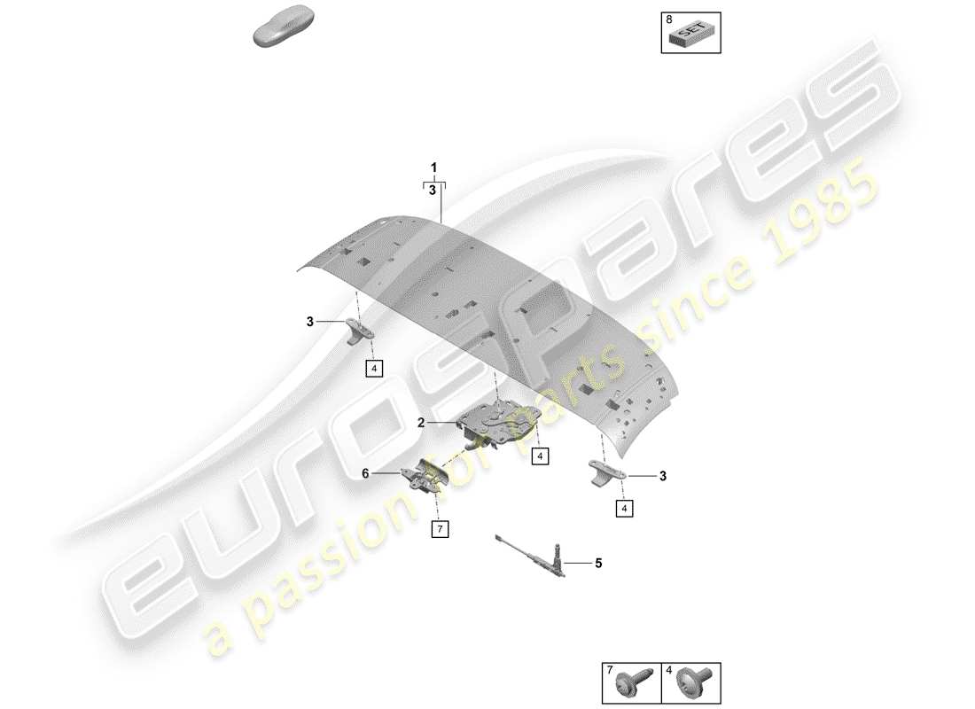 Porsche Boxster Spyder (2019) marco superior Diagrama de piezas