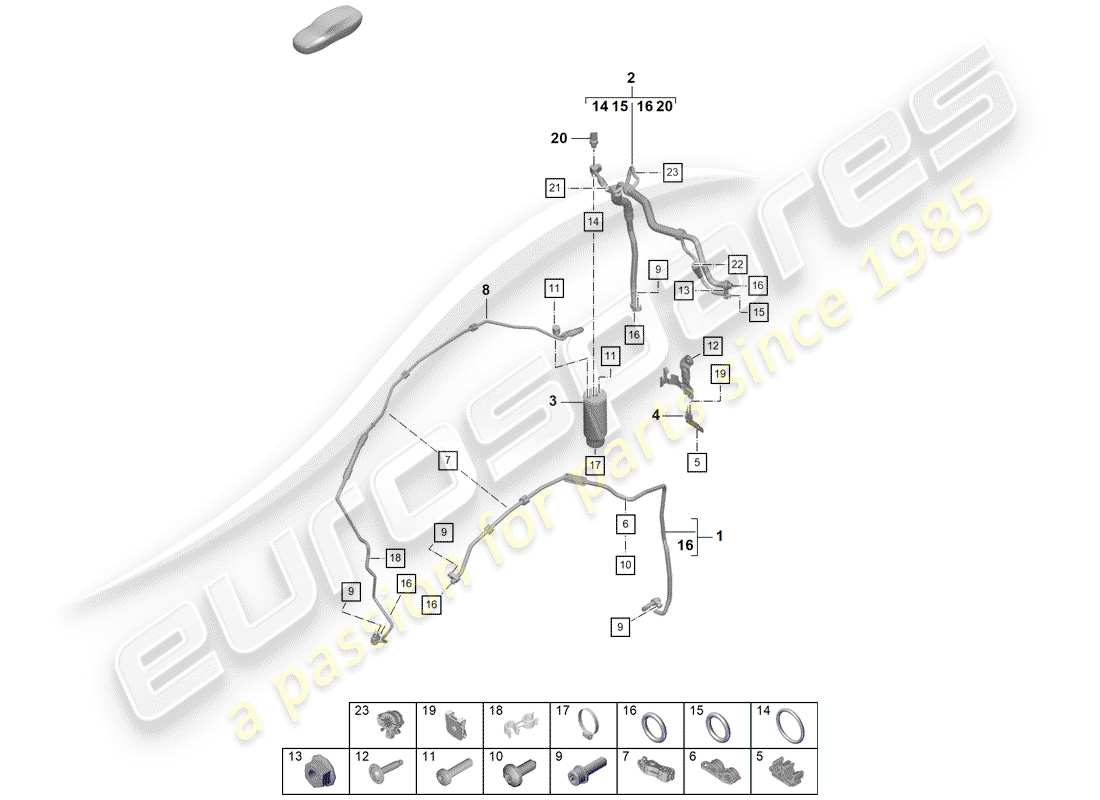 Porsche Boxster Spyder (2019) aire acondicionado Diagrama de piezas