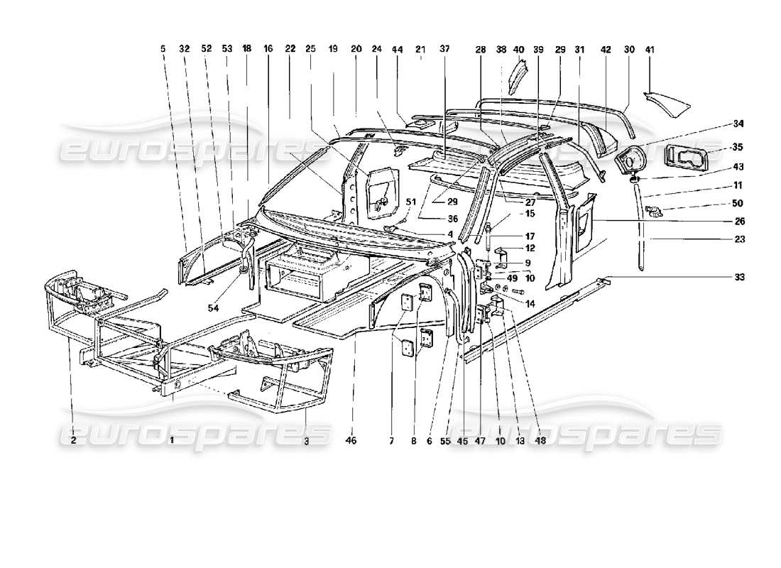 Ferrari 512 TR Cuerpo - Componentes internos Diagrama de piezas