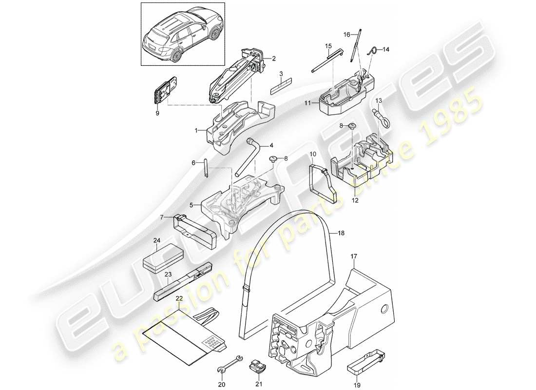 Porsche Cayenne E2 (2015) herramienta Diagrama de piezas