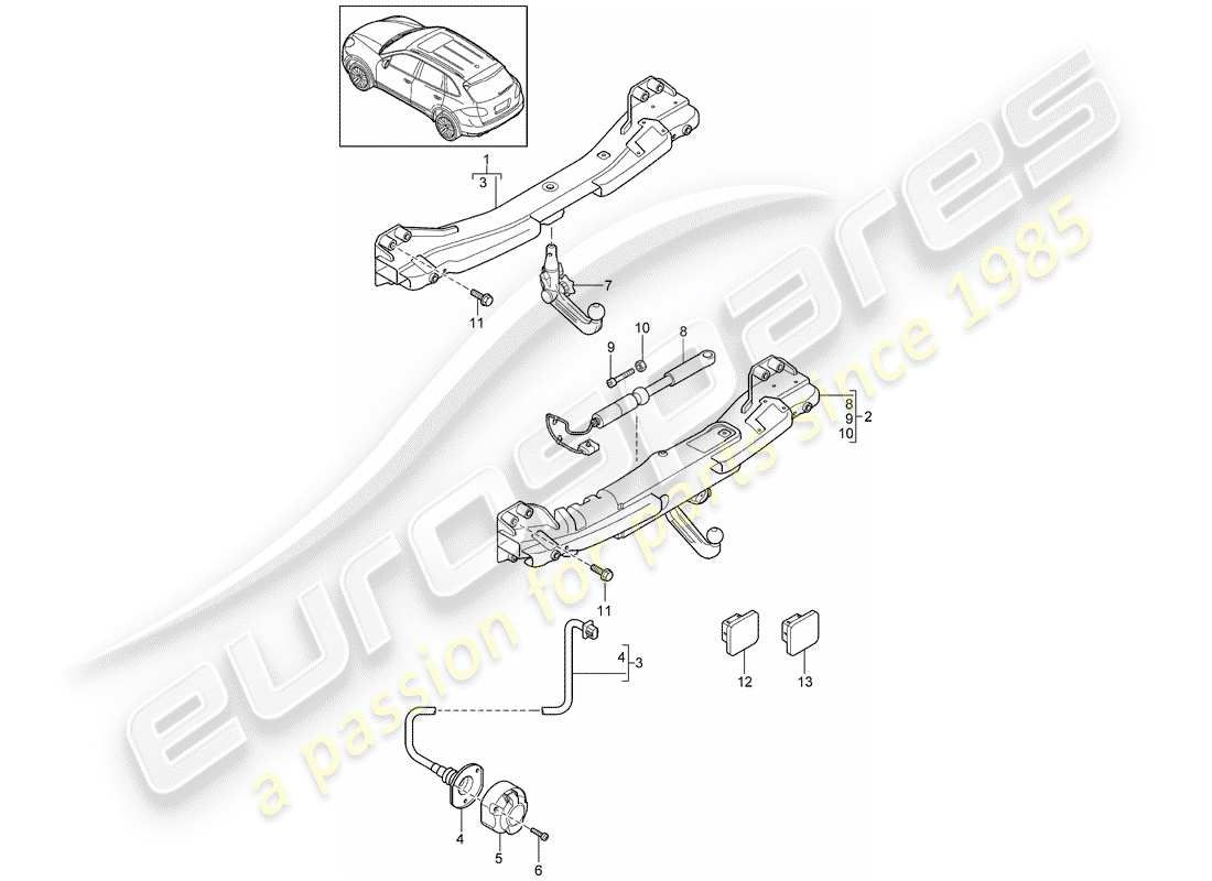 Porsche Cayenne E2 (2015) ENGANCHE DE REMOLQUE Diagrama de piezas