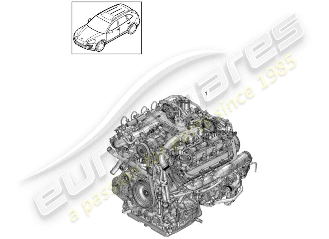Porsche Cayenne E2 (2015) motor de repuesto Diagrama de piezas