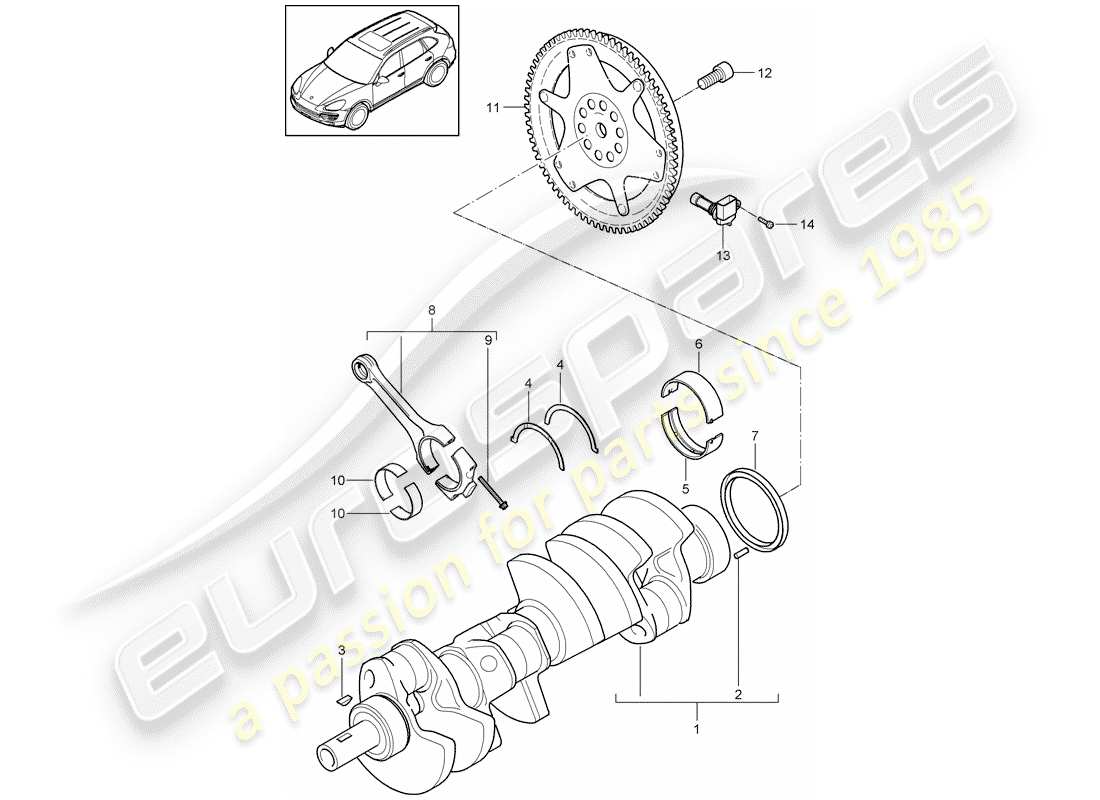 Porsche Cayenne E2 (2015) Cigüeñal Diagrama de piezas