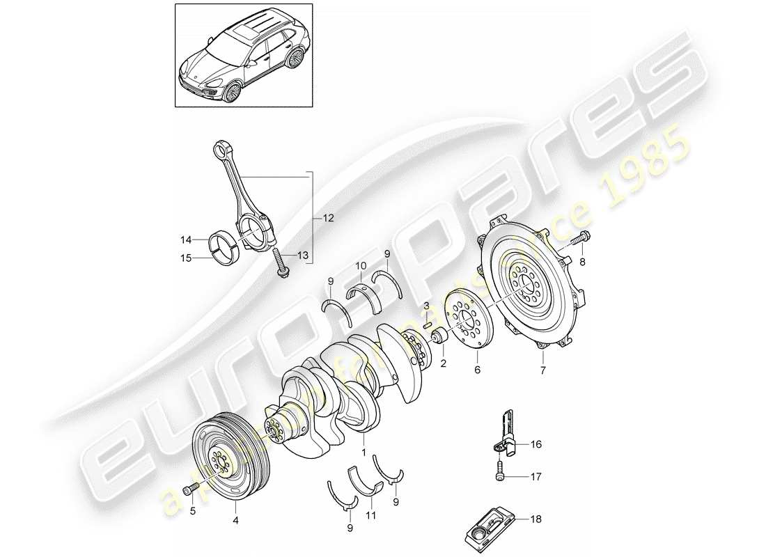 Porsche Cayenne E2 (2015) Cigüeñal Diagrama de piezas