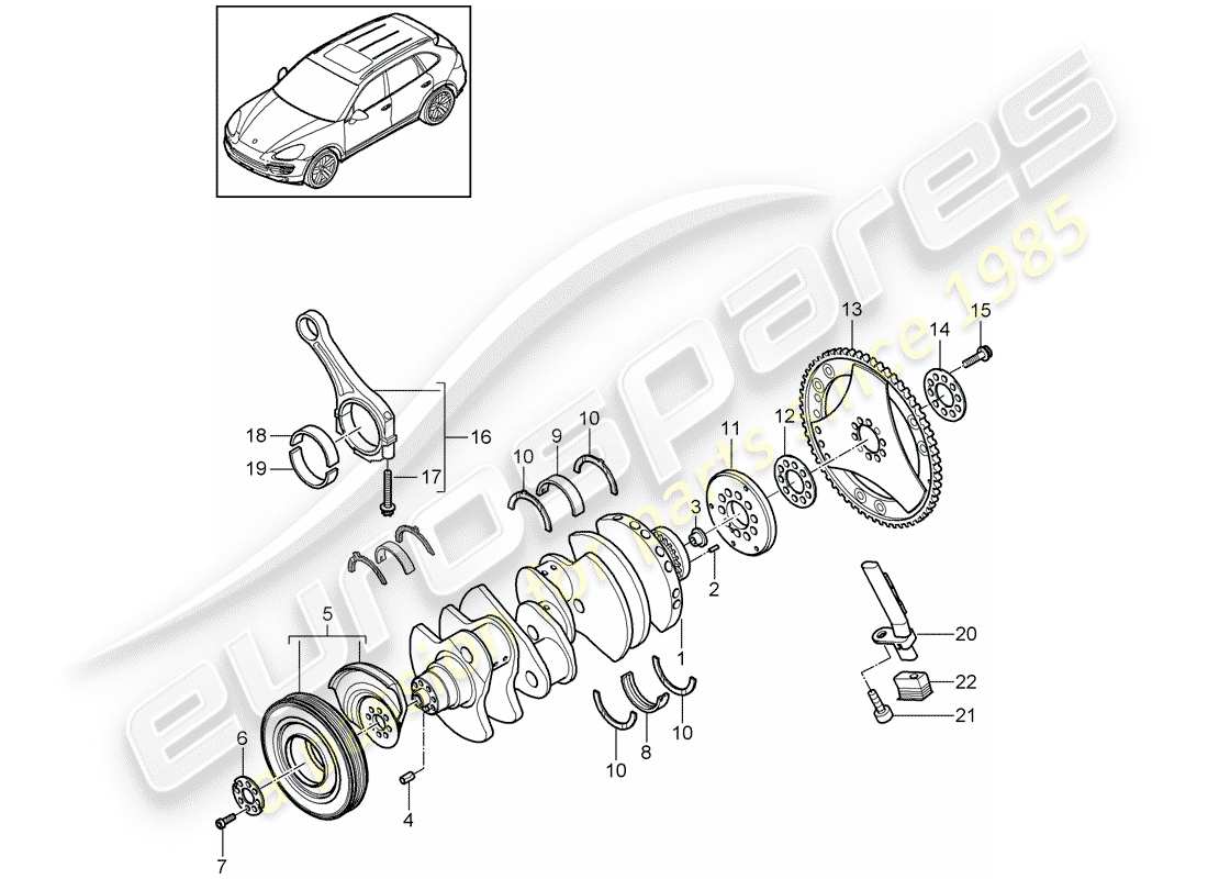 Porsche Cayenne E2 (2015) Cigüeñal Diagrama de piezas