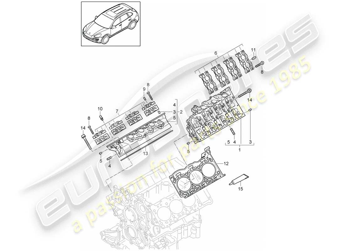 Porsche Cayenne E2 (2015) CABEZA DE CILINDRO Diagrama de piezas