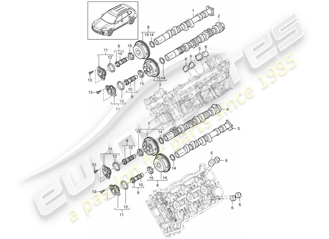 Porsche Cayenne E2 (2015) árbol de levas Diagrama de piezas