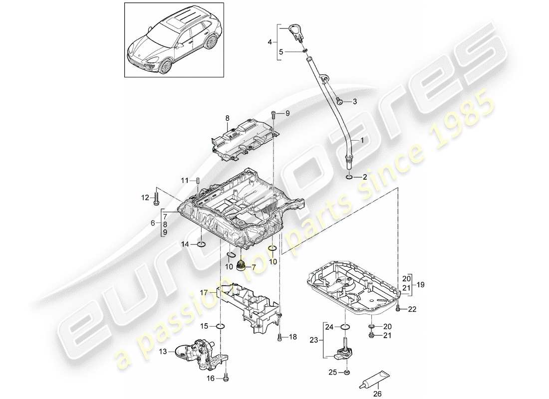 Porsche Cayenne E2 (2015) oil-conducting housing Diagrama de piezas