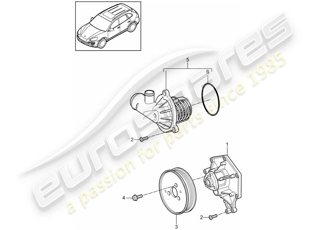 Porsche Cayenne E2 (2015) Bomba de agua Diagrama de piezas