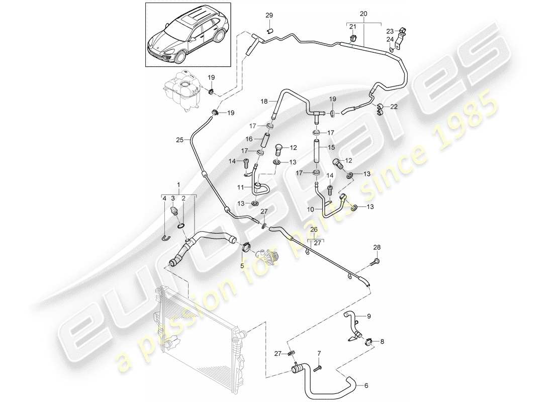 Porsche Cayenne E2 (2015) water cooling 4 Diagrama de piezas