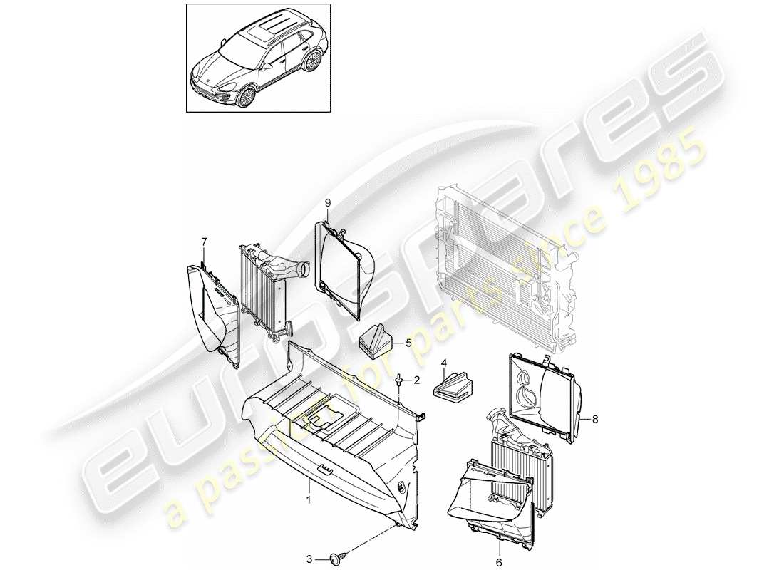 Porsche Cayenne E2 (2015) ducto de aire Diagrama de piezas