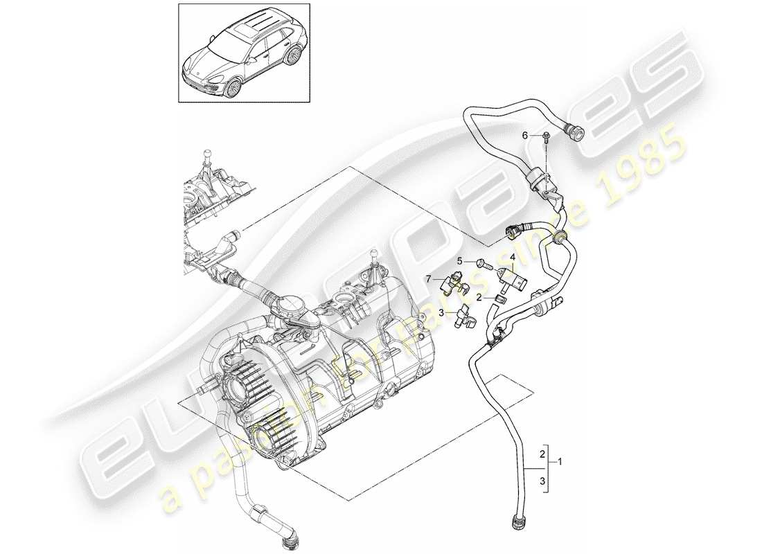 Porsche Cayenne E2 (2015) ventilación para Diagrama de piezas