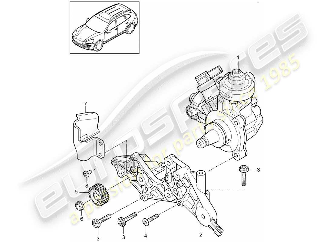 Porsche Cayenne E2 (2015) bomba de alta presión Diagrama de piezas