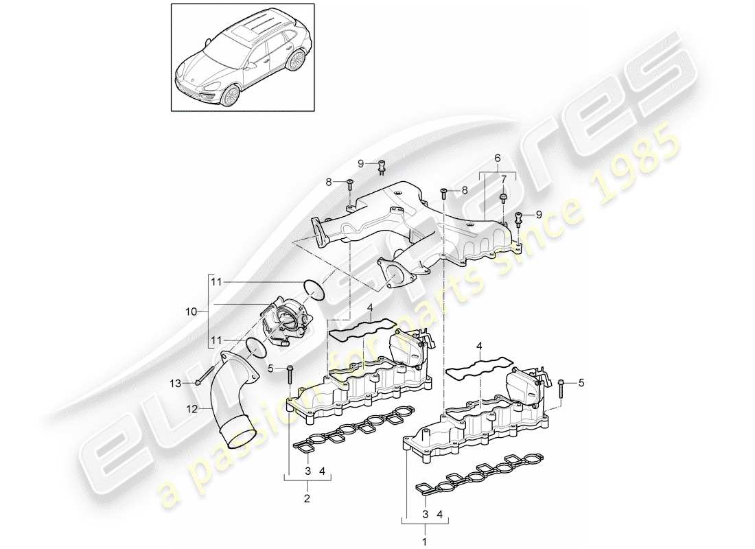 Porsche Cayenne E2 (2015) COLECTOR DE ADMISIÓN Diagrama de piezas