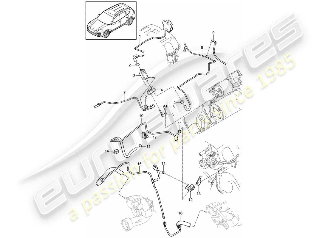 Porsche Cayenne E2 (2015) línea de control Diagrama de piezas