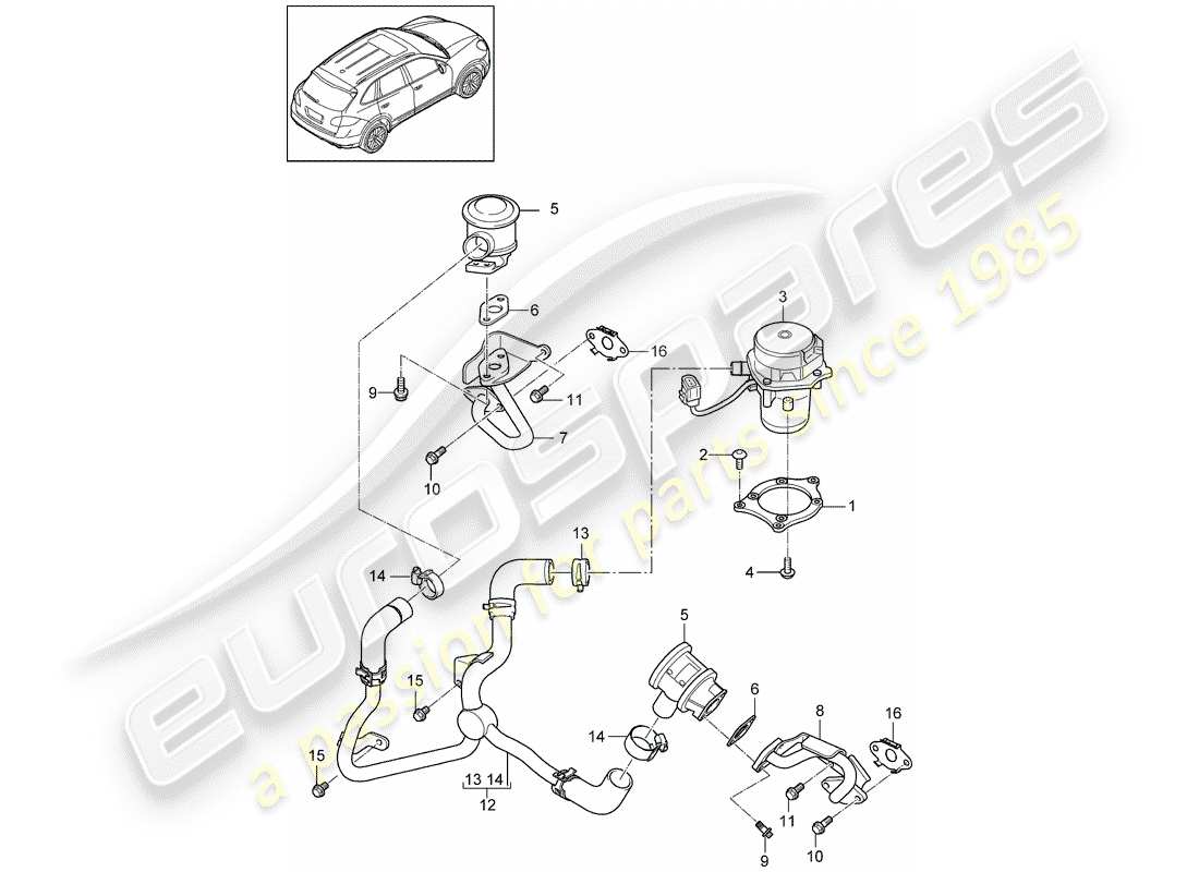 Porsche Cayenne E2 (2015) BOMBA DE AIRE SECUNDARIO Diagrama de piezas