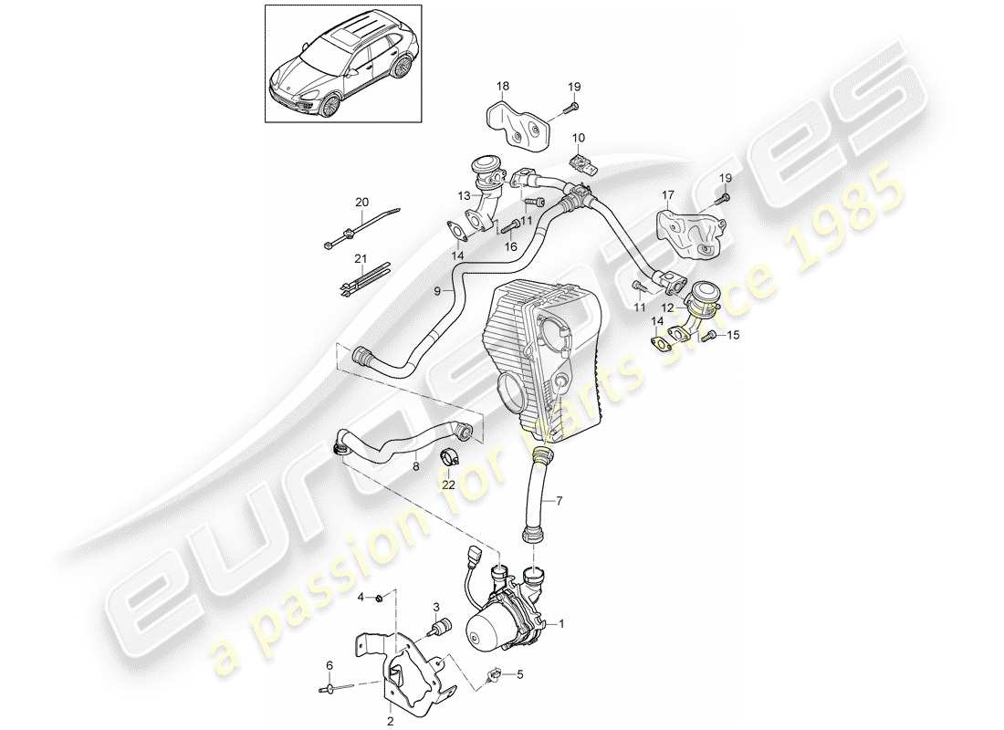 Porsche Cayenne E2 (2015) BOMBA DE AIRE SECUNDARIO Diagrama de piezas