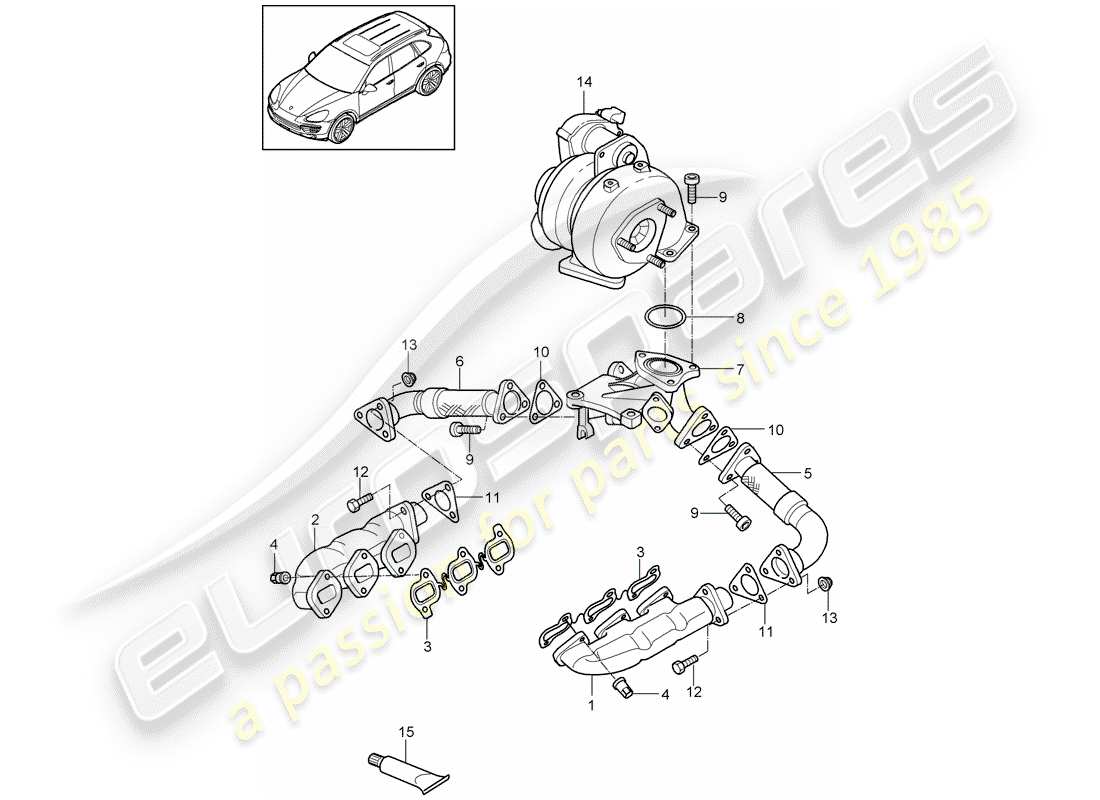 Porsche Cayenne E2 (2015) Sistema de escape Diagrama de piezas