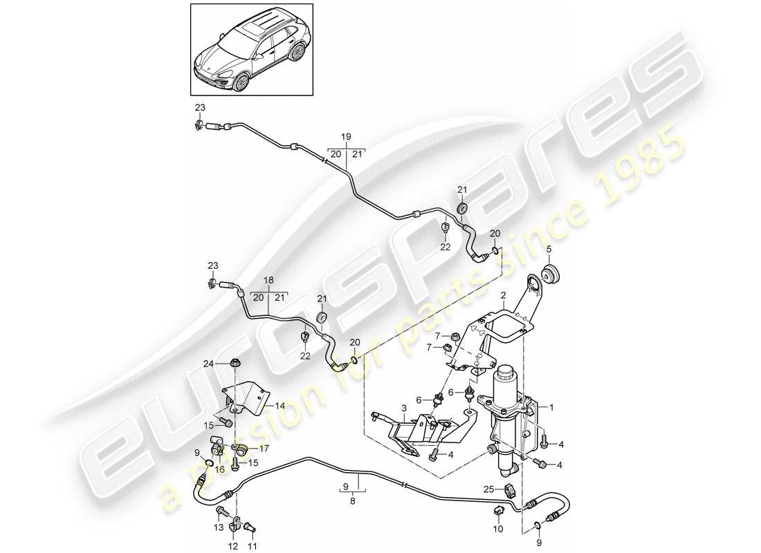 Porsche Cayenne E2 (2015) mecanismo de control Diagrama de piezas