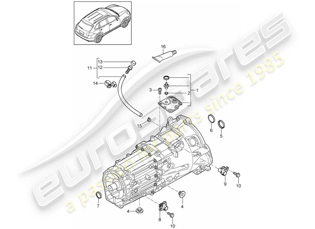 Porsche Cayenne E2 (2015) transmisión de repuesto Diagrama de piezas