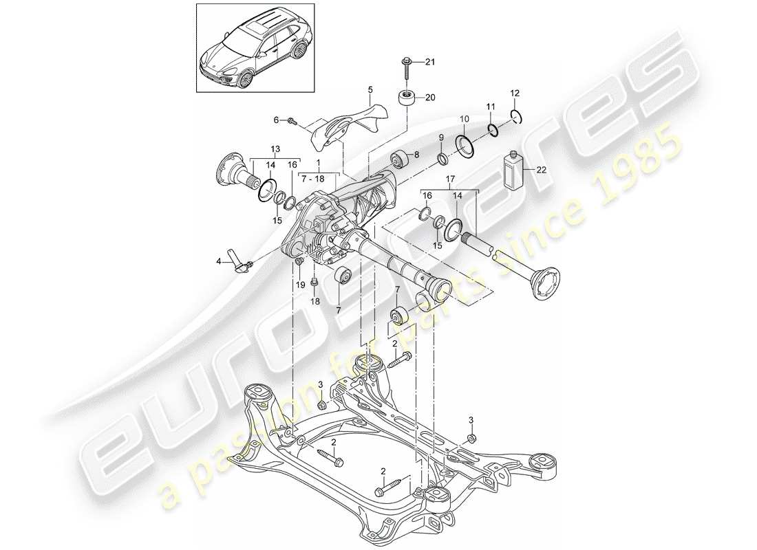 Porsche Cayenne E2 (2015) DIFERENCIAL DEL EJE DELANTERO Diagrama de piezas