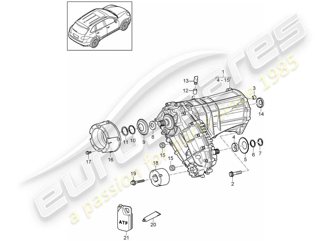 Porsche Cayenne E2 (2015) caja de transferencia Diagrama de piezas