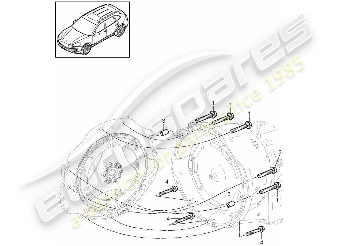 Porsche Cayenne E2 (2015) piezas de montaje para motor y Diagrama de piezas