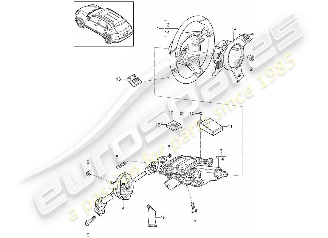 Porsche Cayenne E2 (2015) volantes Diagrama de piezas
