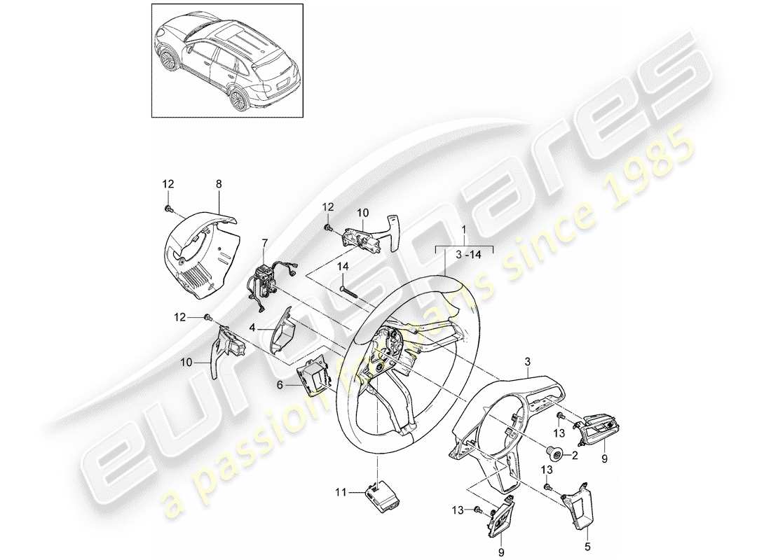 Porsche Cayenne E2 (2015) volantes Diagrama de piezas