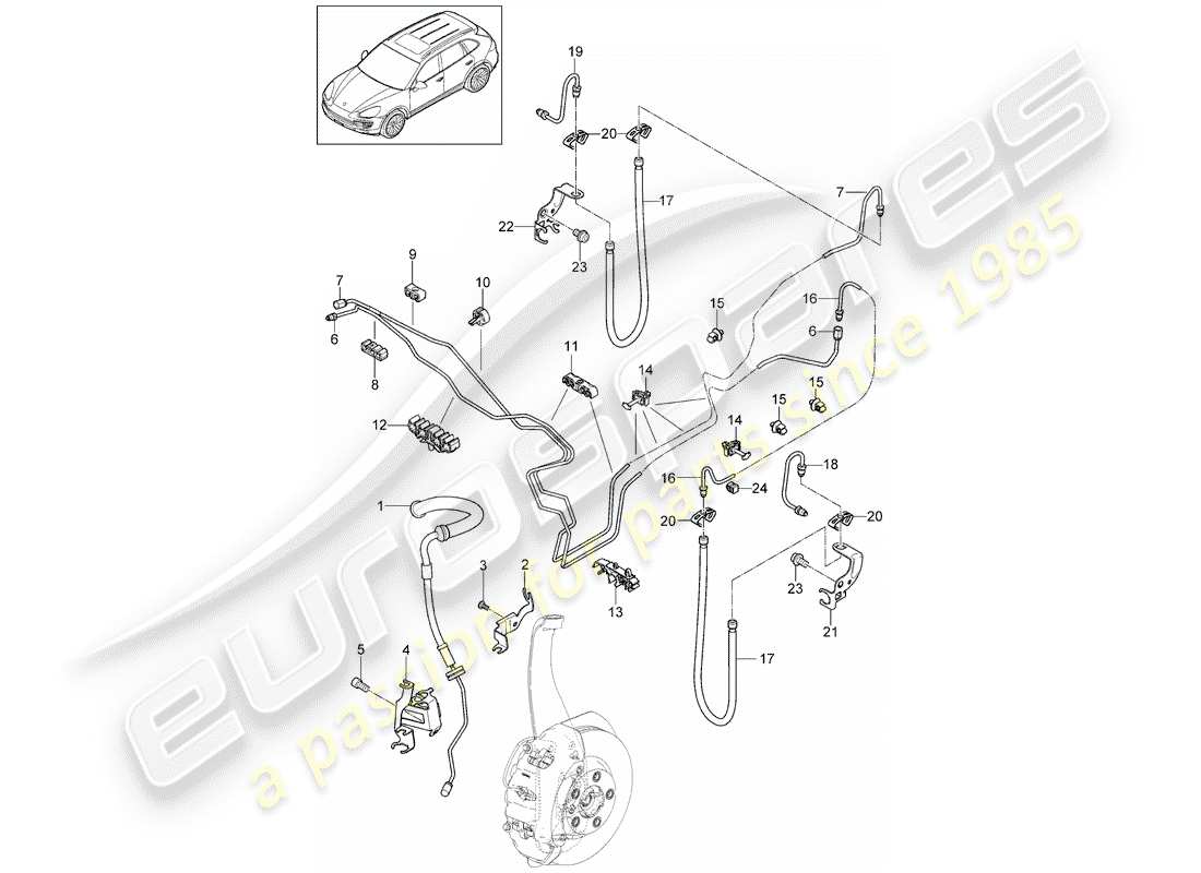 Porsche Cayenne E2 (2015) LÍNEA DE FRENO Diagrama de piezas