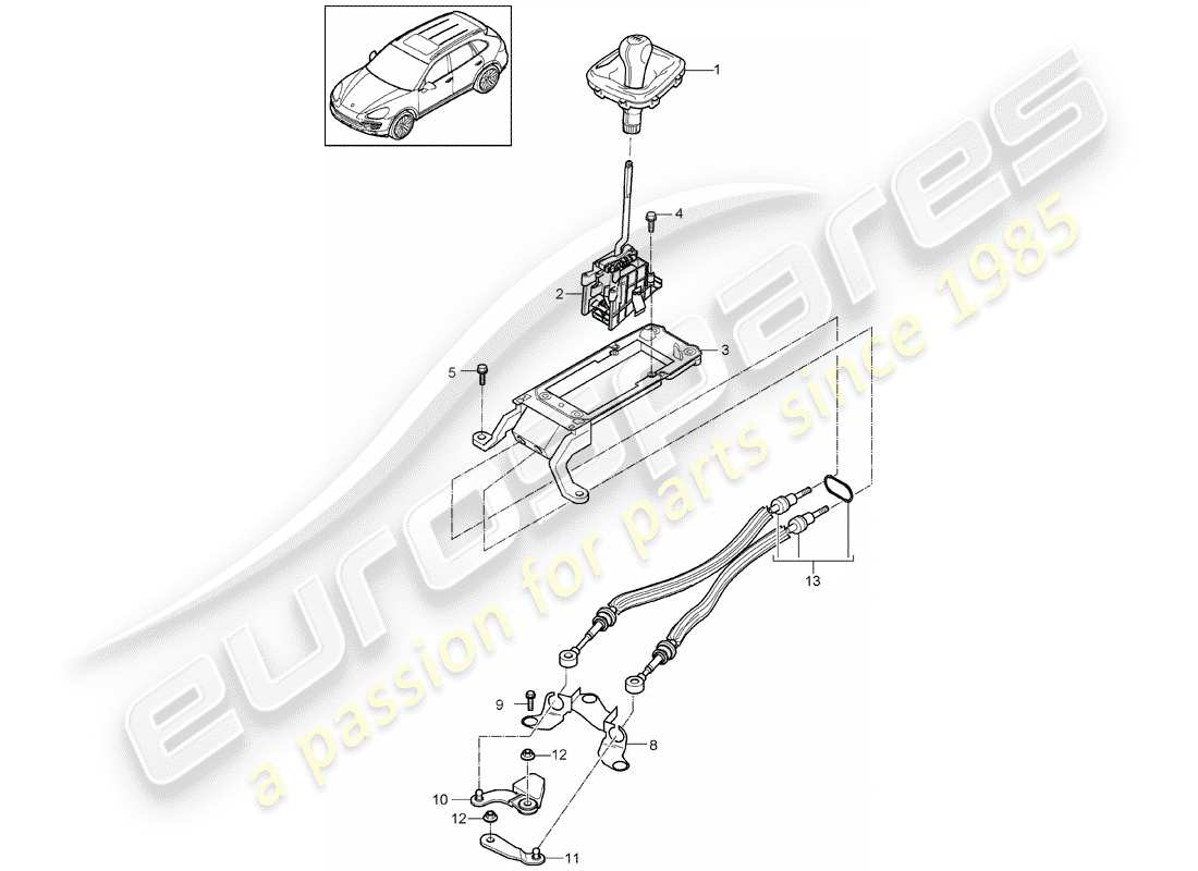Porsche Cayenne E2 (2015) control de transmisión Diagrama de piezas