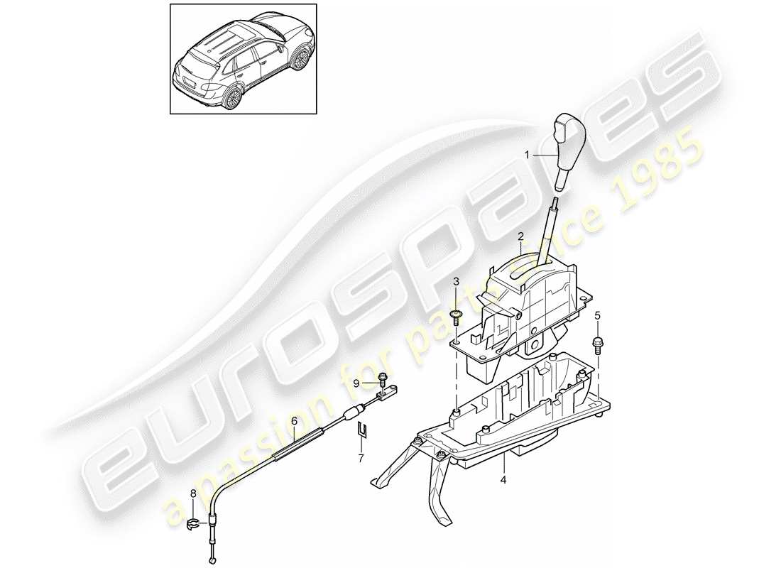 Porsche Cayenne E2 (2015) palanca selectora Diagrama de piezas