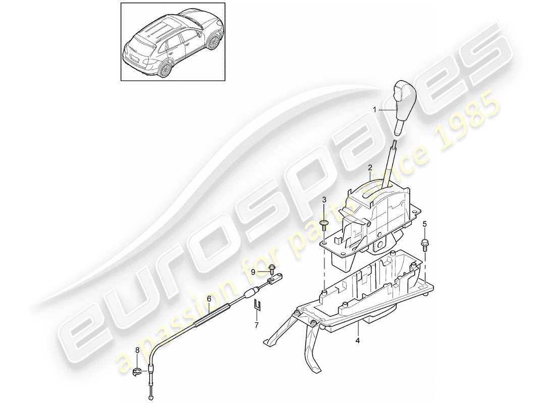 Porsche Cayenne E2 (2015) palanca selectora Diagrama de piezas