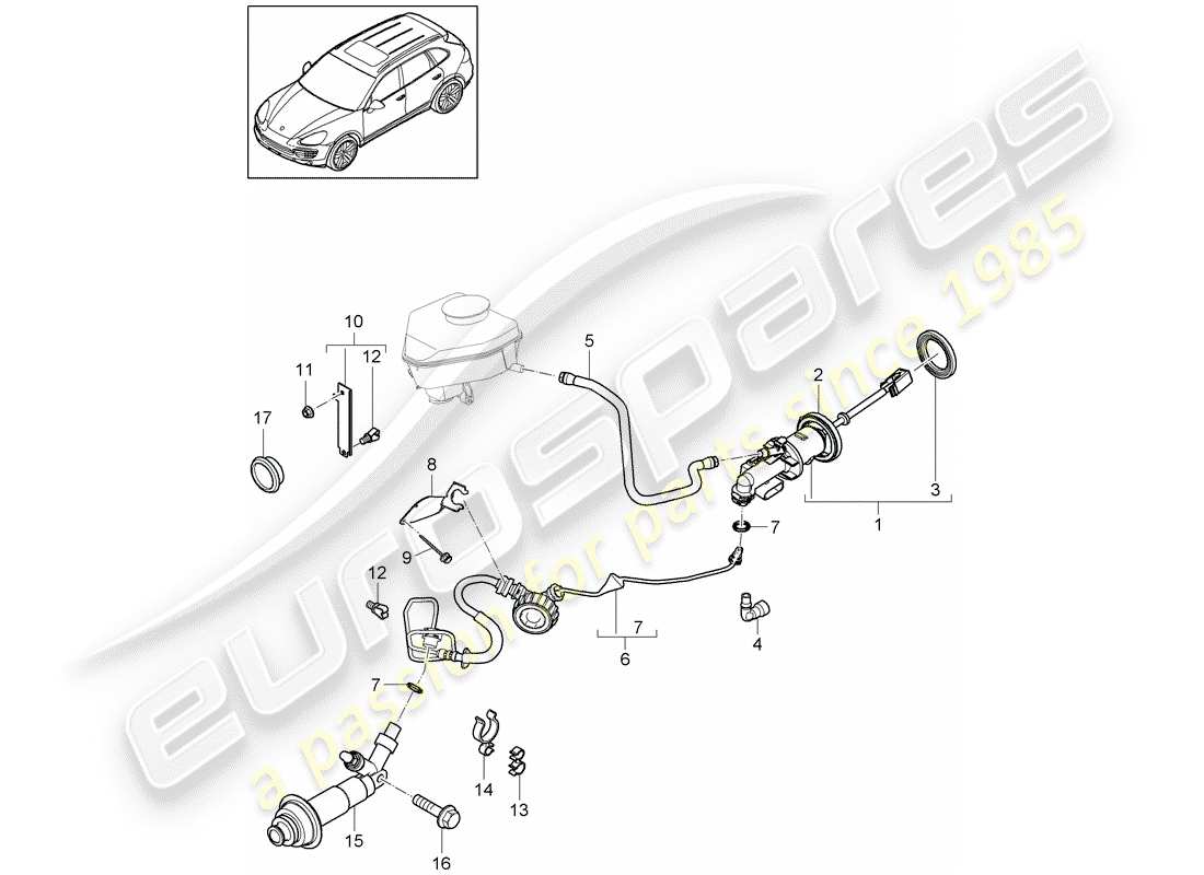 Porsche Cayenne E2 (2015) embrague hidráulico Diagrama de piezas